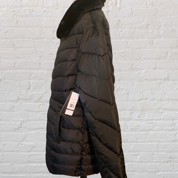 Big Chill Black Puffer Faux Fur Collar Plus Zipper Closure Coat NWT - Picture 4 of 11